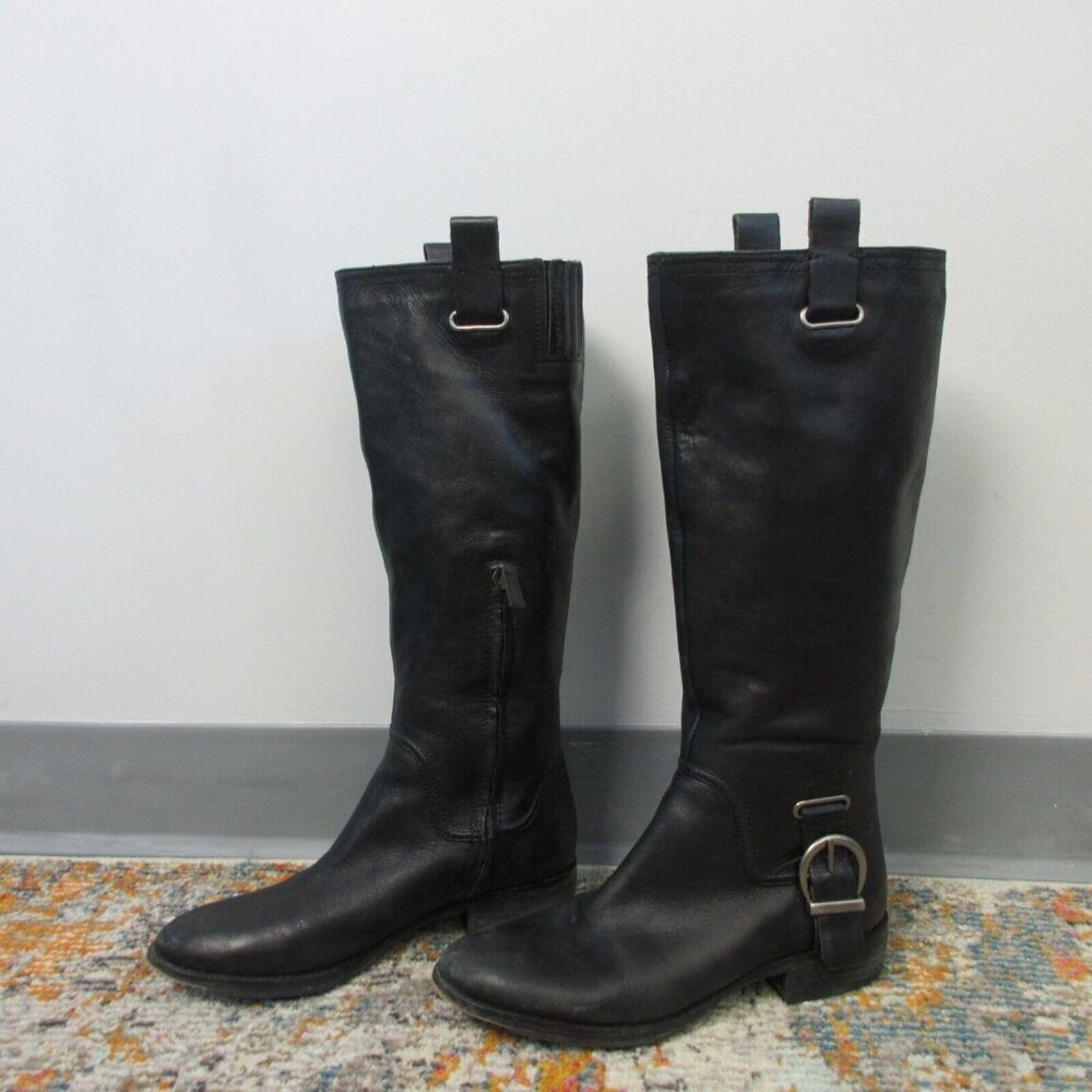 Marc NY Andrew Marc Women Moto Tall Riding Boots Black 7 Black Low Heels 1024